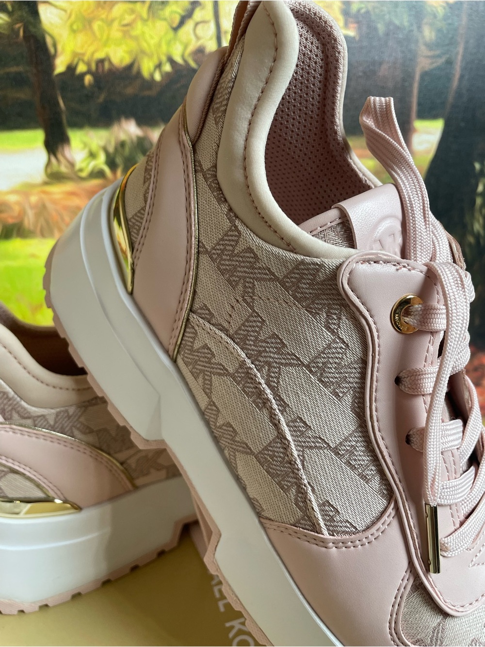 Michael Kors Blush Pink Platform Lace-Up Sneakers - Picture 6 of 7